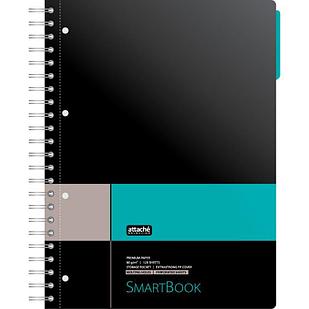 Тетрадь SMARTBOOK А4 120л. клетка,спир,микроп,разд,карм,сер-бирюз