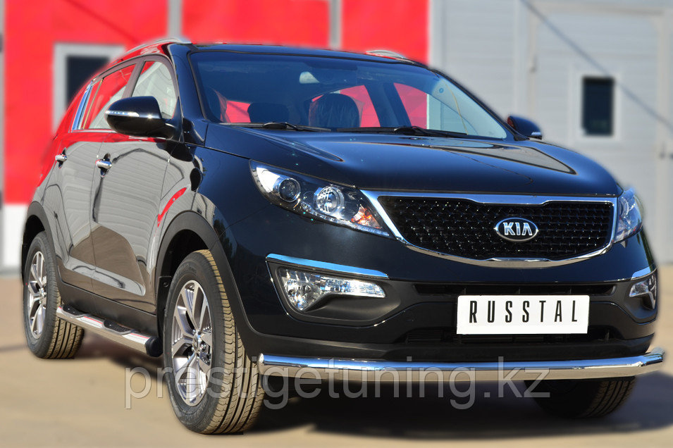 Пороги труба d76 с накладкой (вариант 2) Kia Sportage 2010-16 - фото 3 - id-p105765945