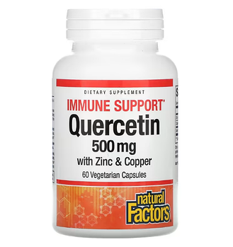 Natural Factors, кверцитин, укрепление иммунитета, 500 мг, 60 вегетарианских капсул