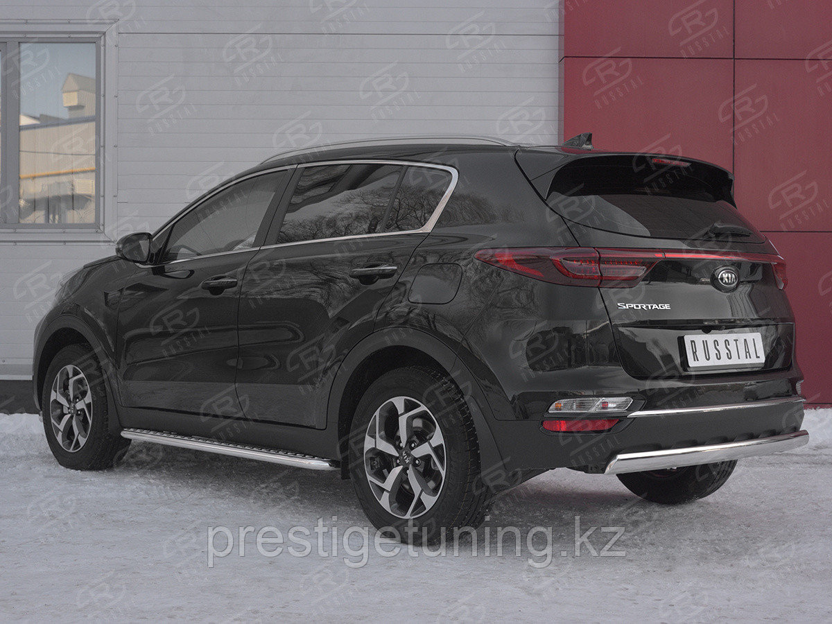 Защита заднего бампера 75х42 дуга Kia Sportage 2018-21 - фото 4 - id-p105766466