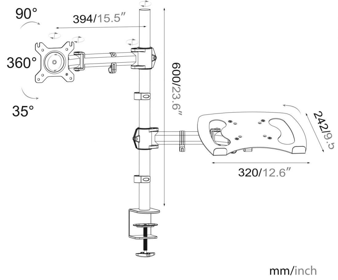 Кронштейн для монитора/ноутбука Cactus CS-VM-LH07-BK черный 13"-27" макс.8кг настольный поворот и наклон