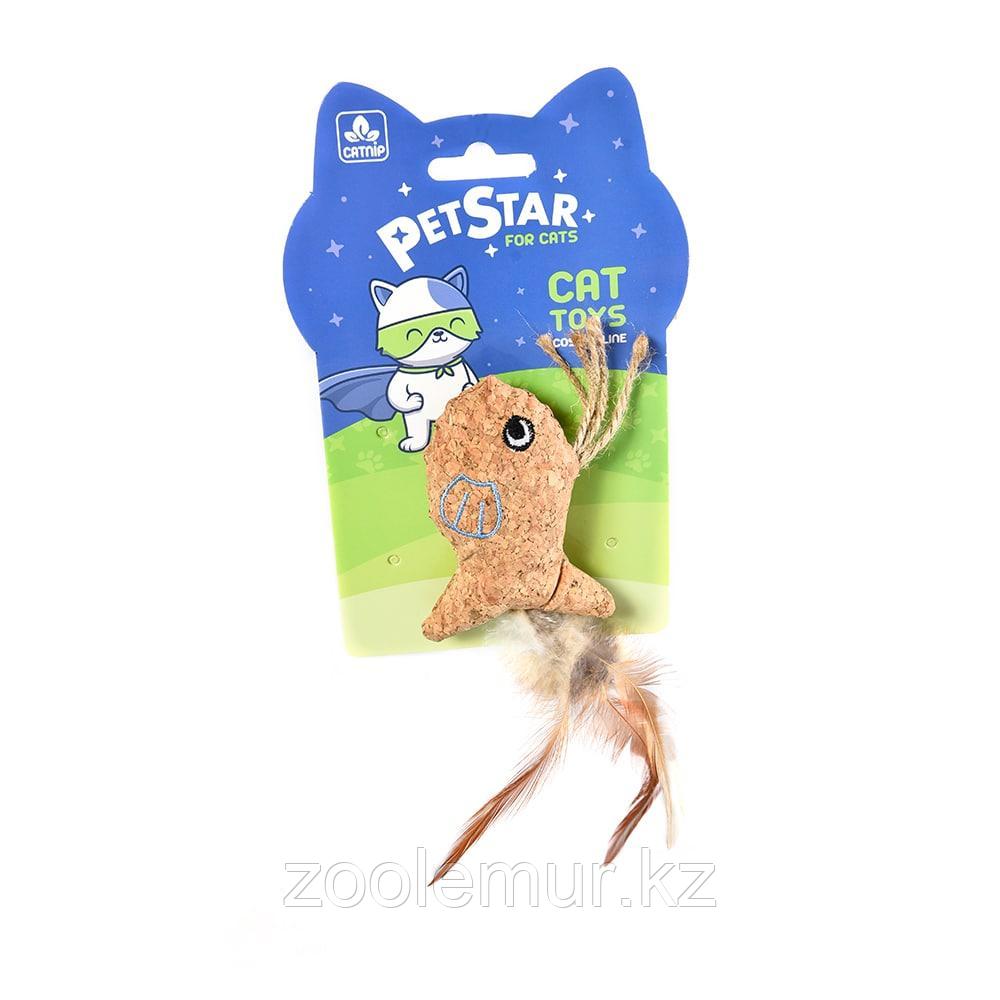 PET STAR Игрушка для кошек РЫБКА с мятой и перьями