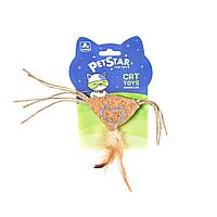 PET STAR Игрушка для кошек ПОДУШЕЧКА с мятой и перьями