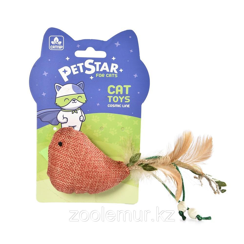PET STAR Игрушка для кошек ПТИЧКА с мятой с перьями