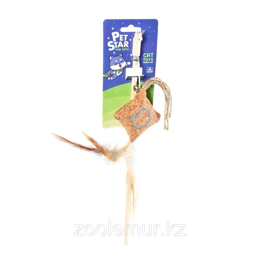 PET STAR Игрушка для кошек удочка ПОДУШЕЧКА с мятой и перьями