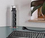 Shelbi Выдвижной настольный розеточный блок на 3 розетки 200B, 2 USB розетки, чёрный - фото 3 - id-p105771804