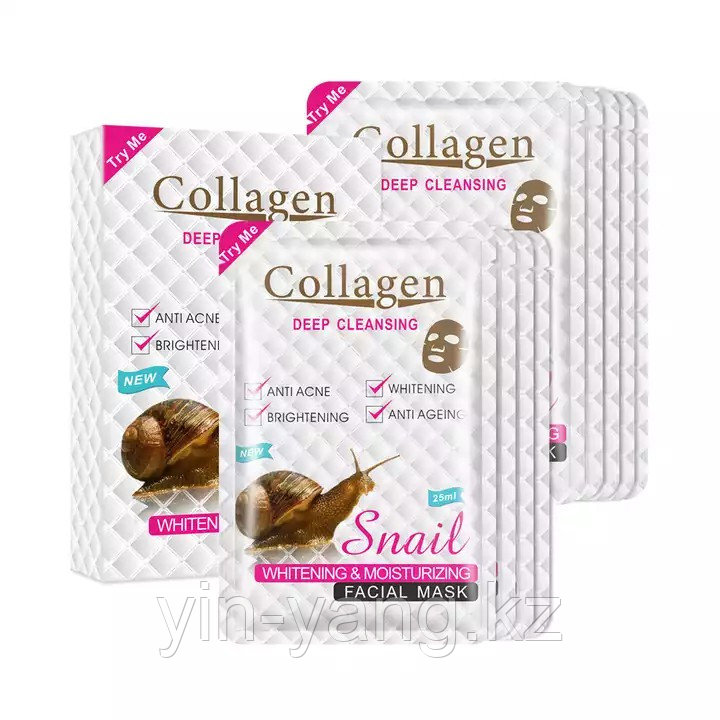 Маска тканевая для лица "SNAIL COLLAGEN" с коллагеном и муцином улитки, 25мл - фото 3 - id-p105771756