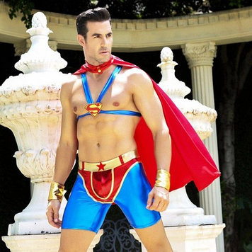 Костюм мужской для ролевых игр "SUPERMAN" (повязка на руку, плащ, топ, шорты)