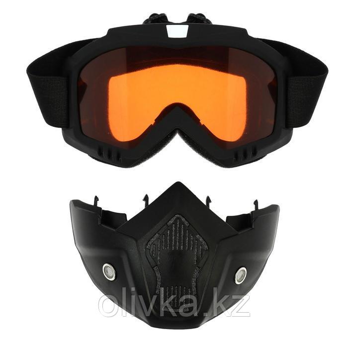 Очки-маска для езды на мототехнике, разборные, стекло оранжевый хром, цвет черный - фото 4 - id-p105779237