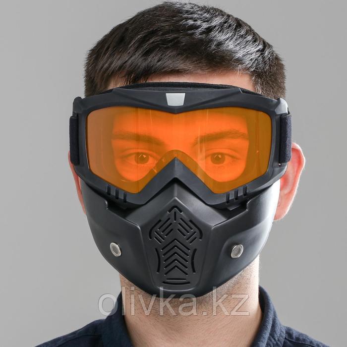 Очки-маска для езды на мототехнике, разборные, стекло оранжевый хром, цвет черный - фото 5 - id-p105779237