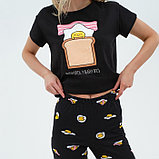 Пижама женская (футболка и брюки) KAFTAN Egg р. 40-42, черный, фото 6