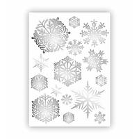 Набор автомобильных наклеек "Снежинки", белый, серебряный, лист, 35 х 25 см