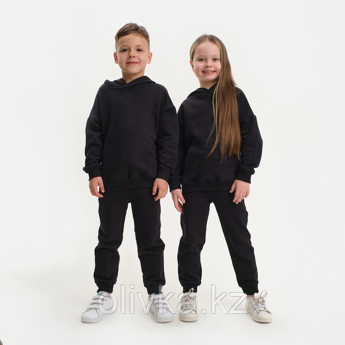 Костюм детский (худи, брюки) KAFTAN "Basic line", размер 34 (122-128), цвет чёрный
