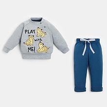 Комплект: джемпер и брюки Крошка Я «Леопарды», цвет серый/синий, рост 80-86 см