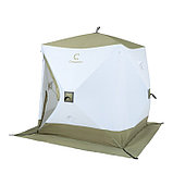 Палатка зимняя куб "СЛЕДОПЫТ" Premium, 1.8 х 1.8 м, 3-х местная, 3 слоя, цвет белый/олива, фото 2