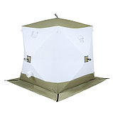 Палатка зимняя куб "СЛЕДОПЫТ" Premium, 1.8 х 1.8 м, 3-х местная, 3 слоя, цвет белый/олива, фото 3