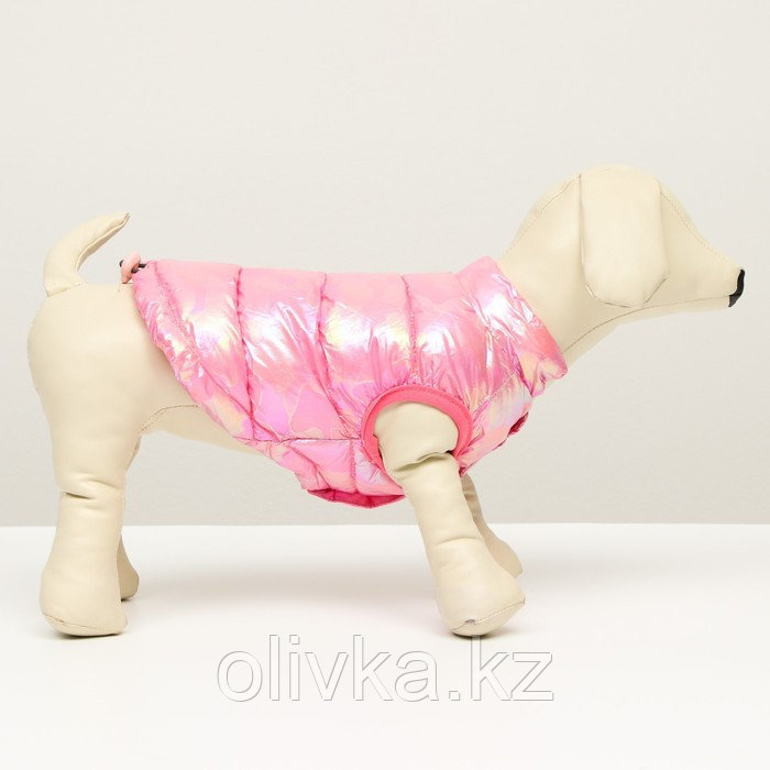 Куртка для собак двухсторонняя с утяжкой, размер 8 (ДС 23 см, ОГ 30, ОШ22 см), розовая - фото 2 - id-p105782514