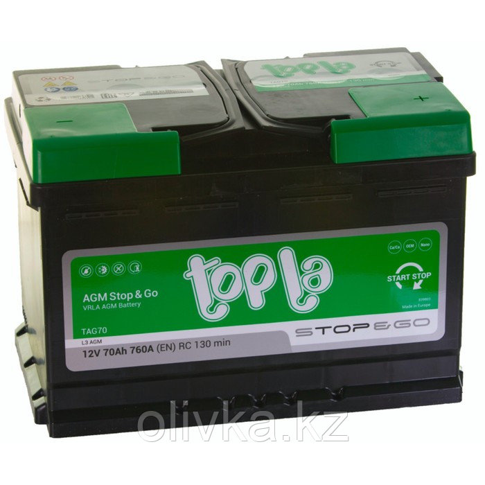 Аккумуляторная батарея Topla 70 Ач AGM TAG 70.0, обратная полярность - фото 1 - id-p105784166