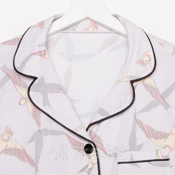 Пижама женская (рубашка и брюки) KAFTAN Birds размер 40-42, серый - фото 5 - id-p105783493