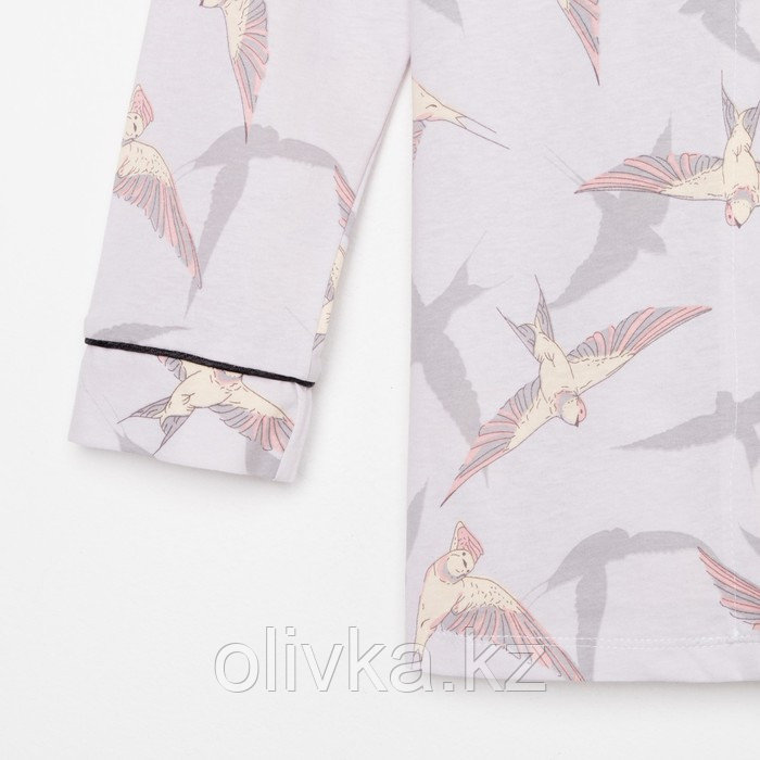 Пижама женская (рубашка и брюки) KAFTAN Birds размер 40-42, серый - фото 6 - id-p105783493