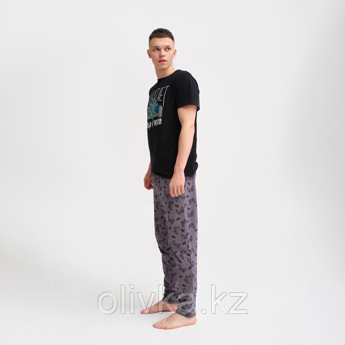 Пижама мужская KAFTAN "Не хватает" р.48, черный/серый - фото 2 - id-p105783502