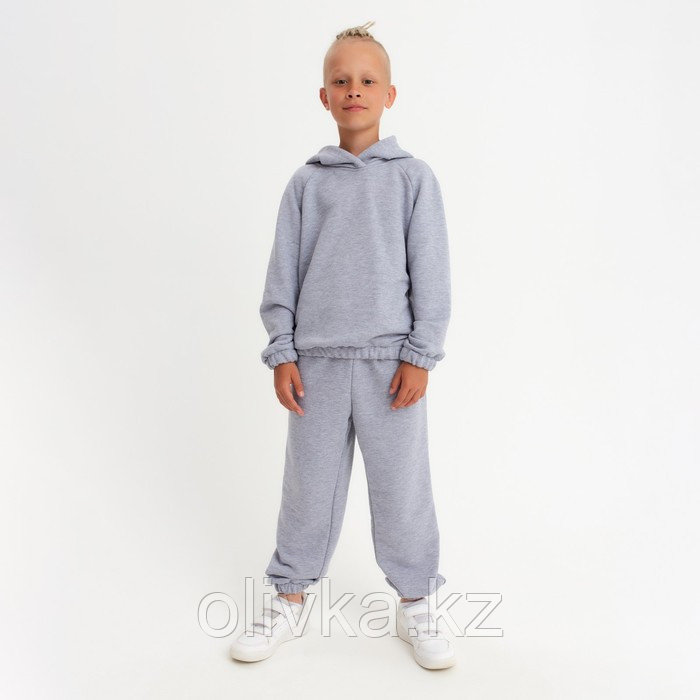 Костюм детский (худи, брюки) MINAKU цвет светло-серый меланж, рост 140 - фото 3 - id-p105784311