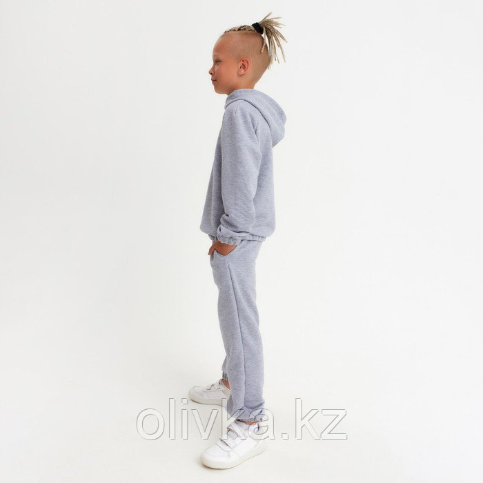 Костюм детский (худи, брюки) MINAKU цвет светло-серый меланж, рост 140 - фото 5 - id-p105784311