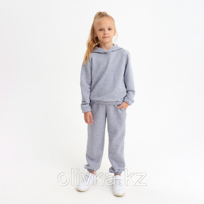 Костюм детский (худи, брюки) MINAKU цвет светло-серый меланж, рост 140 - фото 7 - id-p105784311