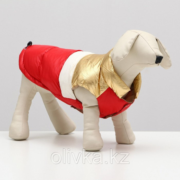 Куртка для собак с утяжкой размер 10 (ДС 25, ОГ 34,ОШ 24), золото-красная - фото 1 - id-p105785126