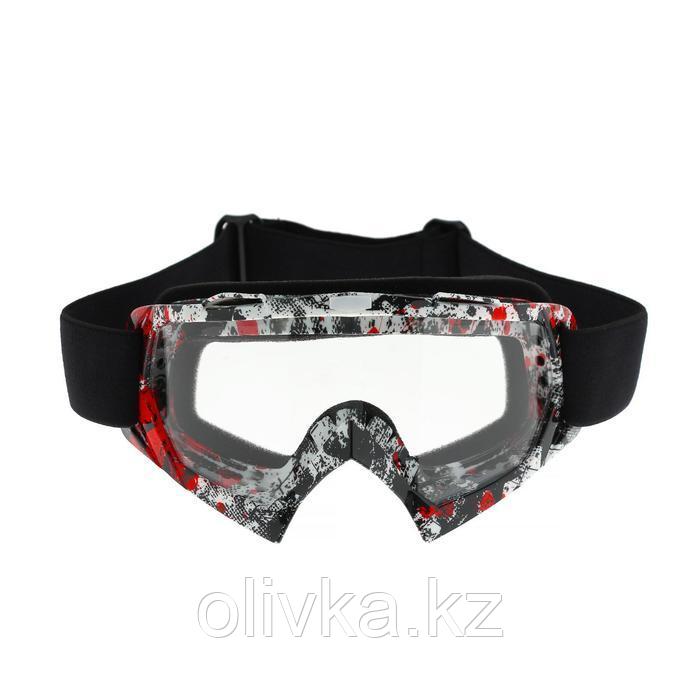 Очки-маска для езды на мототехнике, стекло прозрачное, цвет красный-черный, ОМ-21 - фото 1 - id-p105782008
