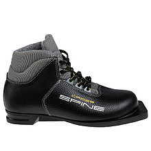 Ботинки лыжные SPINE Cross 35, NN75, искусственная кожа, натуральная кожа, цвет чёрный, лого жёлтый/белый,