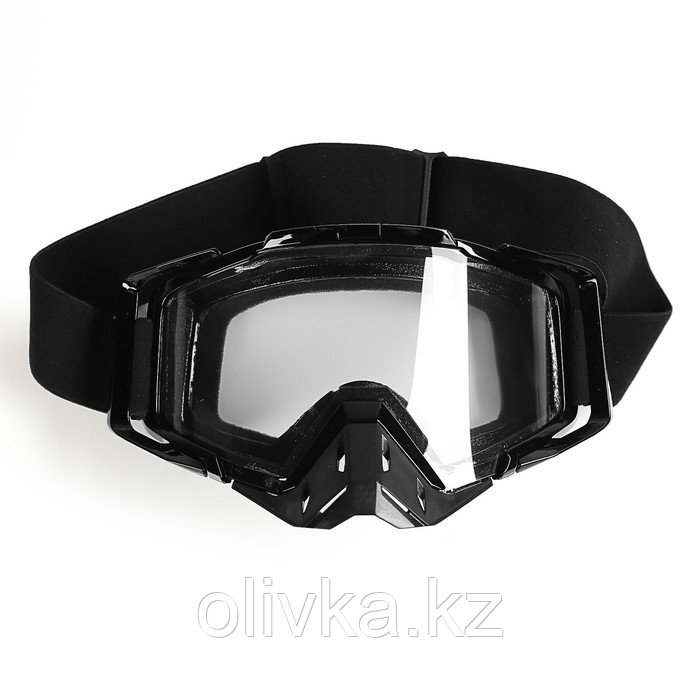 Очки-маска, со съемной защитой носа, стекло прозрачное, черные - фото 1 - id-p105779739