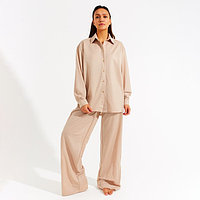 Костюм женский (сорочка, брюки) MINAKU: Home collection цвет бежевый, р-р 48