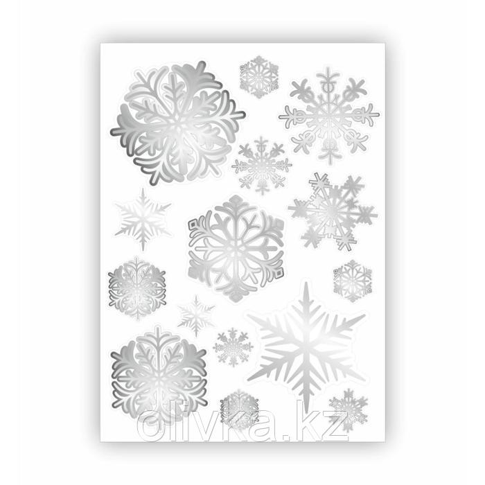 Набор автомобильных наклеек "Снежинки", белый, серебряный, лист, 25 х 17,5 см - фото 1 - id-p105782089