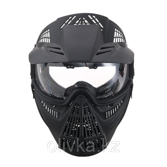 Очки-маска для езды на мототехнике, разборные, визор прозрачный, козырек, цвет черный - фото 2 - id-p105781323