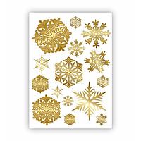 Набор автомобильных наклеек "Снежинки", белый, золотой, лист, 35 х 25 см