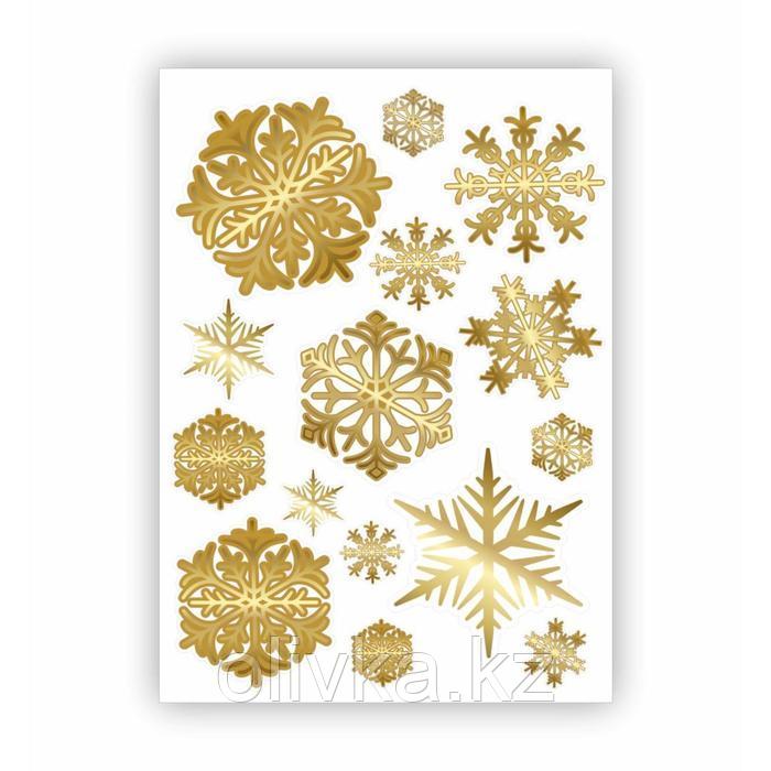 Набор автомобильных наклеек "Снежинки", белый, золотой, лист, 35 х 25 см - фото 1 - id-p105782090