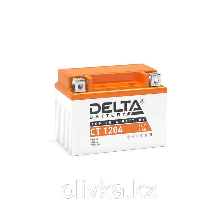 Аккумуляторная батарея Delta СТ1204 (YB4L-B, YB4L-A, YTX4L-BS) 12 В, 4 Ач обратная (- +) - фото 1 - id-p105777290