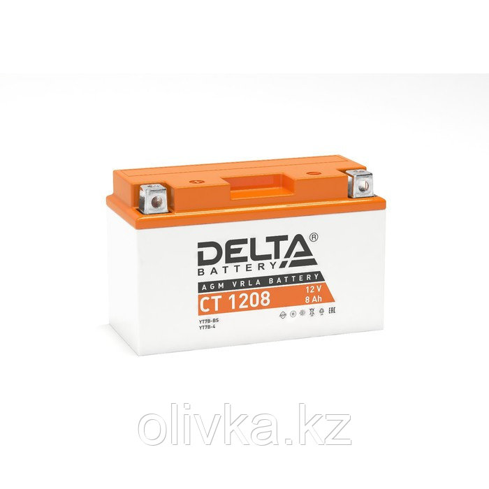 Аккумуляторная батарея Delta СТ1208 (YT7B-BS, YT7B-4, YT9B-BS) 12 В, 8 Ач прямая (+ -) - фото 1 - id-p105777291