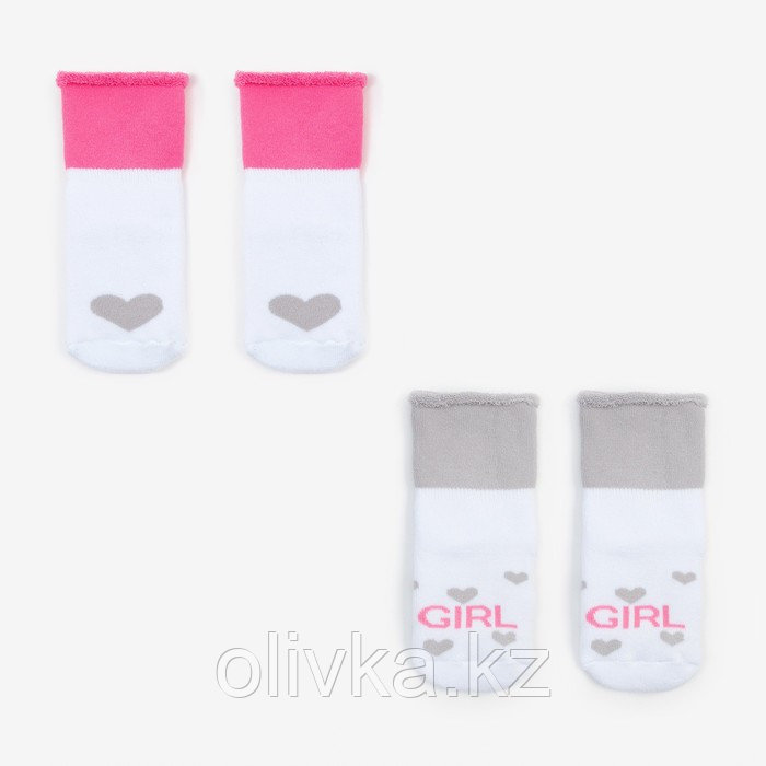 Набор носков для девочки махровые Крошка Я "Girl", 2 пары, размер 8-10 см - фото 1 - id-p105785324