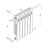 Радиатор алюминиевый Royal Thermo Indigo, 500 x 100 мм, 8 секций, фото 2