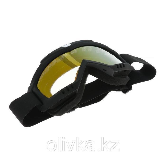 Очки-маска для езды на мототехнике, стекло золотой хром, цвет черный, ОМ-14 - фото 3 - id-p105782191
