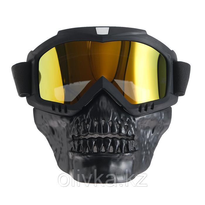 Очки-маска для езды на мототехнике, разборные, визор оранжевый, цвет черный - фото 2 - id-p105781479