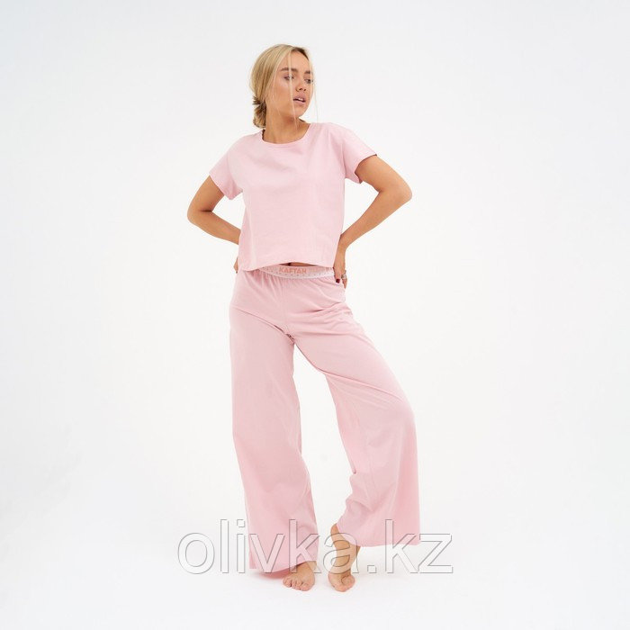 Пижама женская (футболка и брюки) KAFTAN "Basic" размер 40-42, цвет розовый - фото 1 - id-p105783021