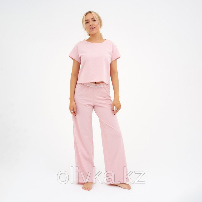 Пижама женская (футболка и брюки) KAFTAN "Basic" размер 40-42, цвет розовый - фото 3 - id-p105783021