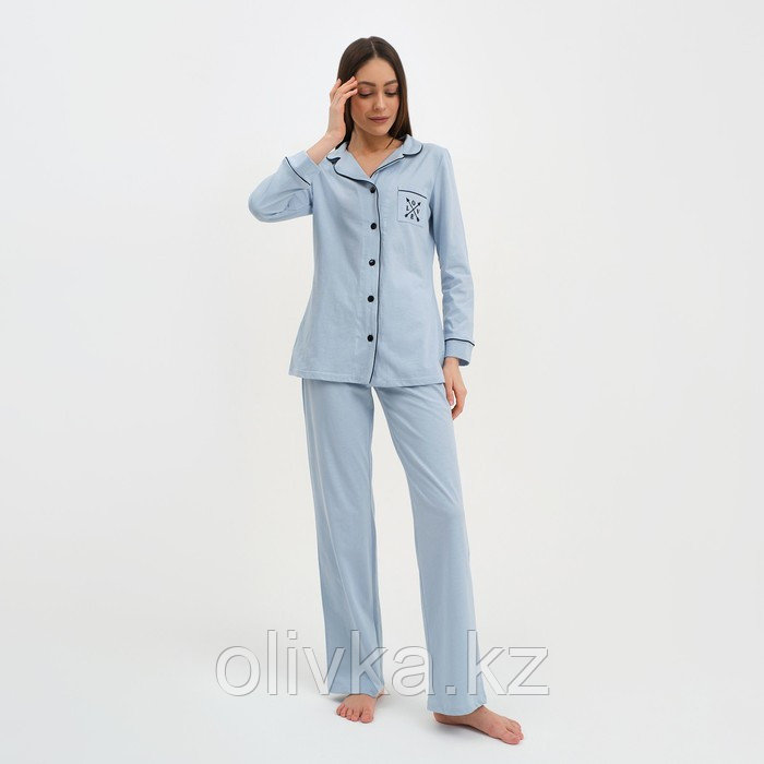 Пижама женская (рубашка и брюки) KAFTAN Love размер 40-42, цвет голубой - фото 1 - id-p105783878
