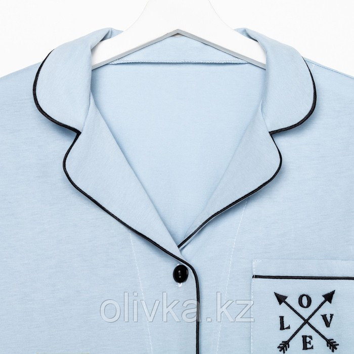 Пижама женская (рубашка и брюки) KAFTAN Love размер 40-42, цвет голубой - фото 8 - id-p105783878