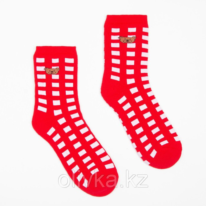 Носки детские махровые, цвет красный/белый, размер 18 - фото 2 - id-p105784707
