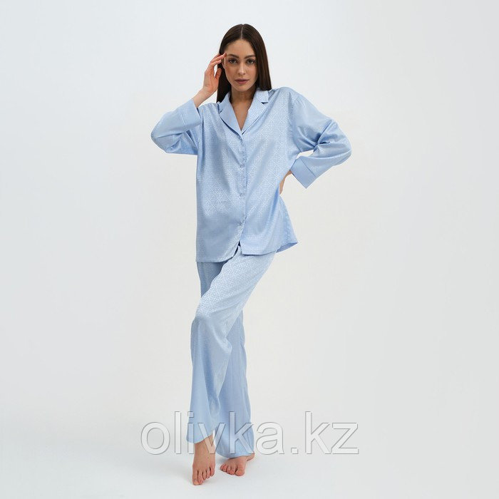 Пижама женская (рубашка и брюки) KAFTAN "Треугольники" цвет голубой, размер 48-50 - фото 1 - id-p105783917