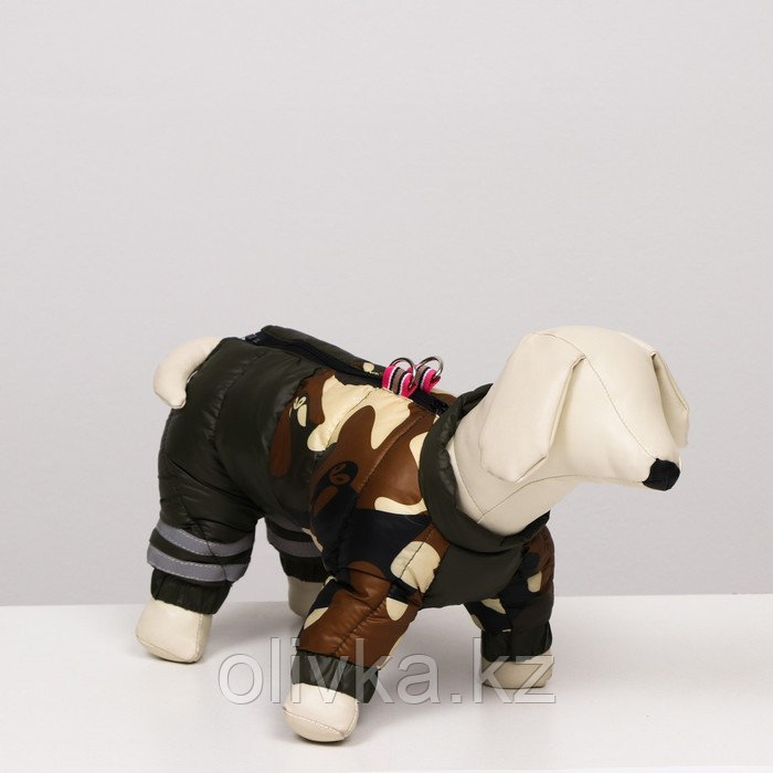 Комбинезон для собак "Камуфляж", размер 8 (ДС 23, ОГ 30, ОШ 22 см), тёмно-зелёный - фото 1 - id-p105782325